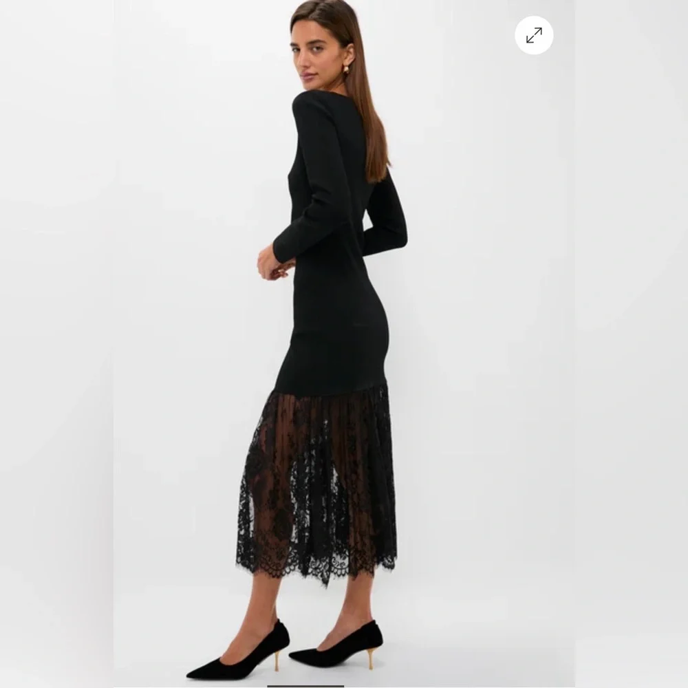 NWOT HYACINTH HOUSE TUCKERNUCK $178 Black Knit Giavanna Lace Maxi Dress XXS - Picture 2 of 13